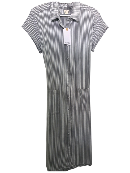Roxy Dresses & Skirts - Roxy Women’s Gray & White Stripe Button-Front Shirt Dress Medium 19" P2P